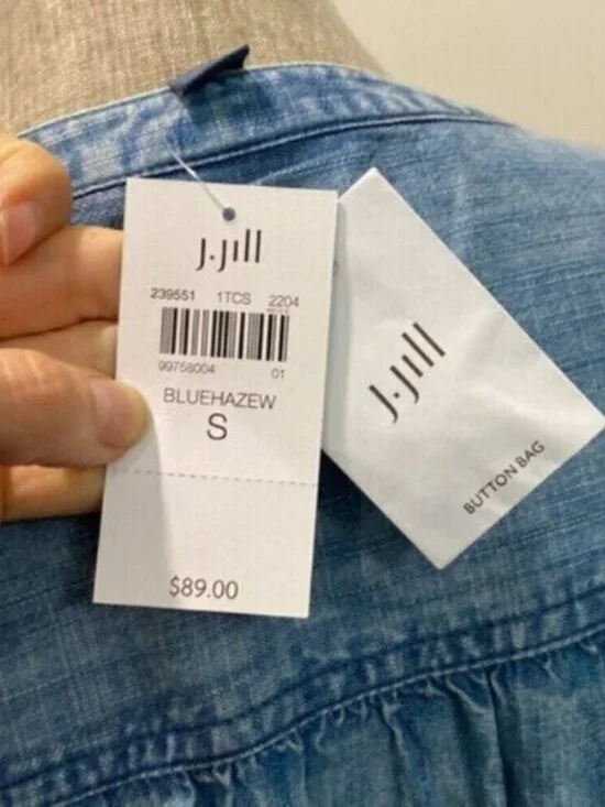 J Jill Denim Short Sleeve Relax fit top medium fit - Picture 7 of 10